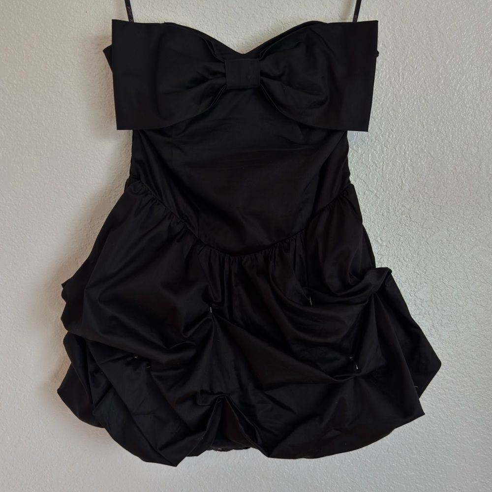 Vintage retro pinup Betsey Johnson  Black Strapless Dress with giant Bow